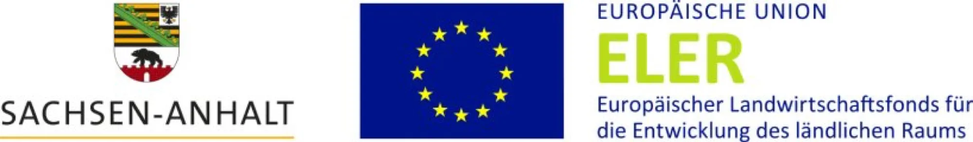 Logo des Landes Sachsen-Anhalt und Emblem der Europäischen Union mit dem Hinweis auf den Europäischen Landwirtschaftsfonds für die Entwicklung des ländlichen Raums
